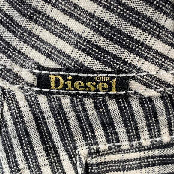 DIESEL Size 25 Black Grey Cotton Stripe Zip Fly Mini Skirt - Picture 3 of 7